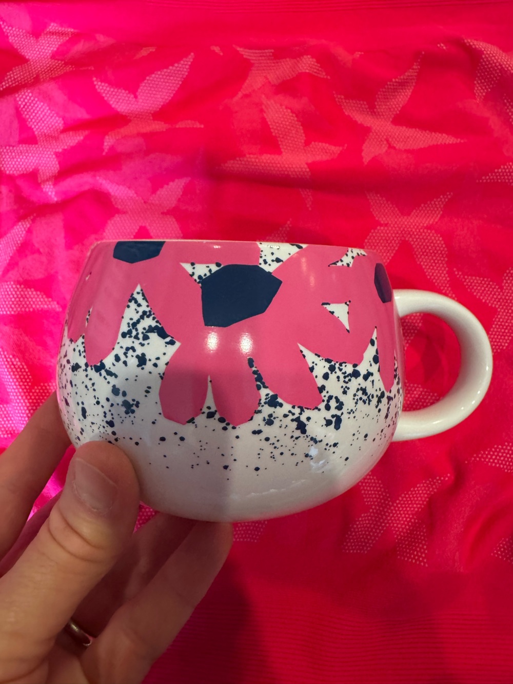 Starbucks 2023 Pink Blue Flower Floral Speckled Ceramic Mug 14 oz Coffee Tea Cup - Picture 8 of 9